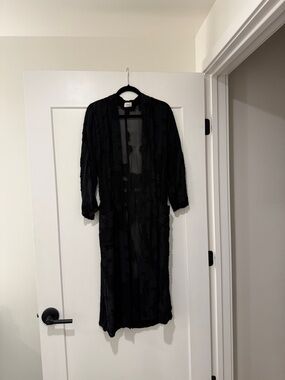 Sheer Black Lace Duster by Wilfred